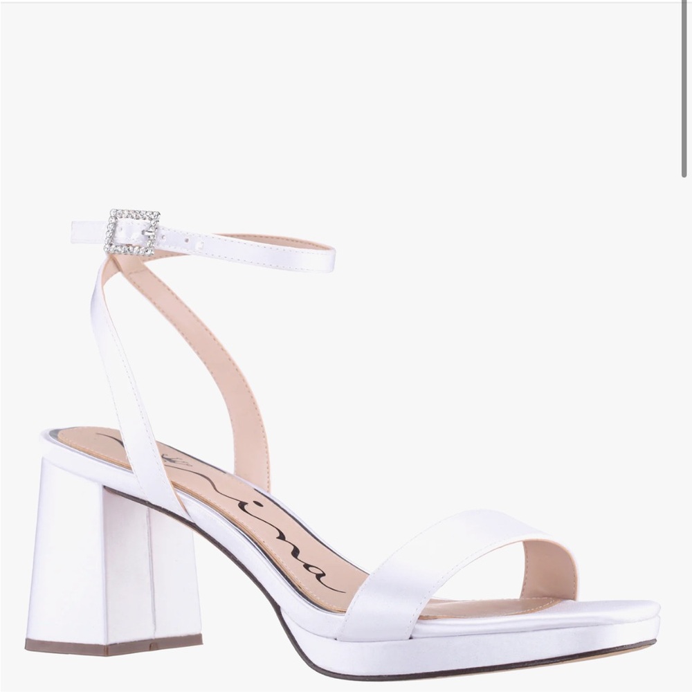 Nina Bergen White Satin Heels